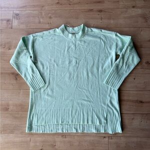 Free People Phoebe Pullover Seafoam Wool Blend Sweater Oversized Medium